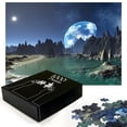 thumbnail image 2 of Ambesonne Fantasy Jigsaw Puzzle Durable Cardboard, Earth from Alien Shores, 1000 pcs, Dark Blue Jade Green, 2 of 5