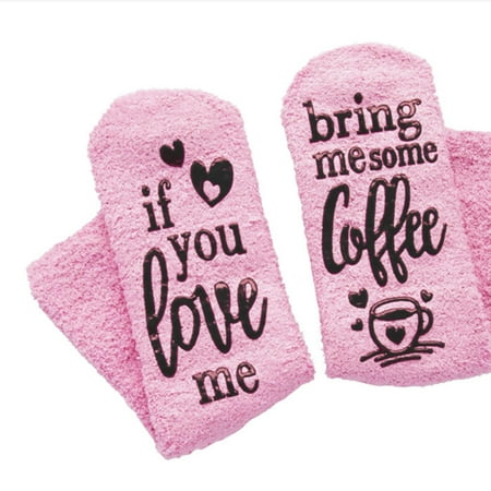

Women Fuzzy Velvet Cupcake Warm Socks If You Can Read This Coffee Wine Hosiery