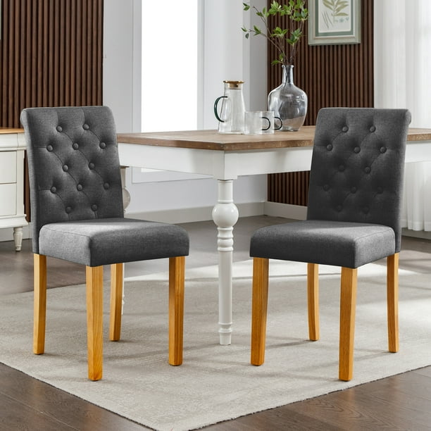 Mjkone Dining Chairs Set of 2, Fabric Upholstered Dining Room Chairs, High Back Tufted Parsons