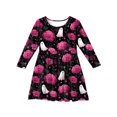 thumbnail image 4 of YOUYEDIAN Halloween Dresses for Girls Long Sleeve Pumpkin Spider Witch Print Vacation Dresses Funny Cotton Dresses Fashion Round Neck Halloween Dresses Pink 3-4 Years, 4 of 4