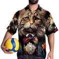 thumbnail image 4 of Retro Cat Men's Poplin Shirt, Casual Short Sleeve Printed Button Down Summer Beach Unisex Shirts, 4 of 6