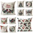 thumbnail image 3 of Funda de cojín de lino con estampado de plantas y pájaros para decoración del hogar, funda de almohada decorativa para sofá y coche, regalo de Navidad, 2023, 3 of 4