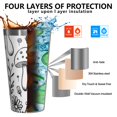 thumbnail image 3 of 16oz Tumblers Black and White Mushroom Stainless Steel Vacuum Insulated Double Wall Travel Tumbler Cups Mug with Lid and Straw,Cleaning Brush for Coffee,Tea, 3 of 4
