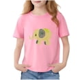 thumbnail image 2 of Avrnliq Girls Pink 100% Cotton Abstract Elephant Line Art T-Shirt Fade-Resistant Crew Neck Short Sleeve Casual Everyday Tee for Kids (2-13Y),Size 4-5 T, 2 of 6