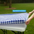 thumbnail image 2 of MesaSe Rally Home Goods Outdoor Vinyl Tablecloth Rectangular Fitted Cover Table + Benches 3-pc Set  Flannel Backing Elastic 30x72‘‘ (6-FT, 2 of 6