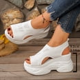 thumbnail image 3 of Platform Sandals for Women 2026 Breathable Mesh Open Toe Wedge Sneakers Comfortable Arch Support Summer Footwear White Size 7, 3 of 7