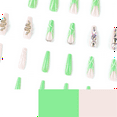 thumbnail image 2 of Fofosbeauty 24pcs Long Coffin Fake Press-on Nails for Girls Women,Green-White Line Snake Rhinestone, 2 of 9