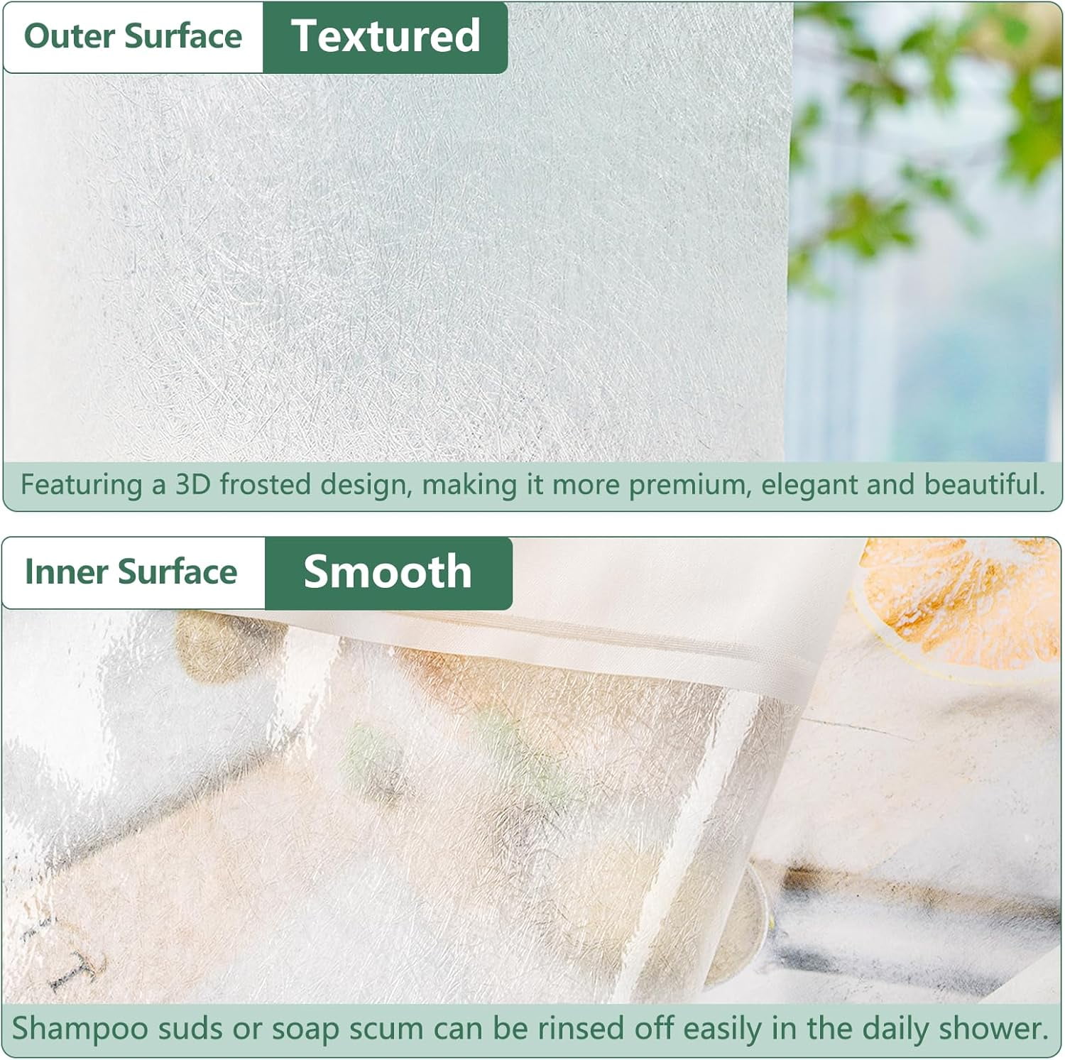 60 x 60 inch Small EVA Frosted Shower Curtain Liner, Bpa-Free Shower Curtain Short with 3 Extra-Large Magnets, Waterproof Vinyl Bathroom Window Curtain Translucent for Privacy