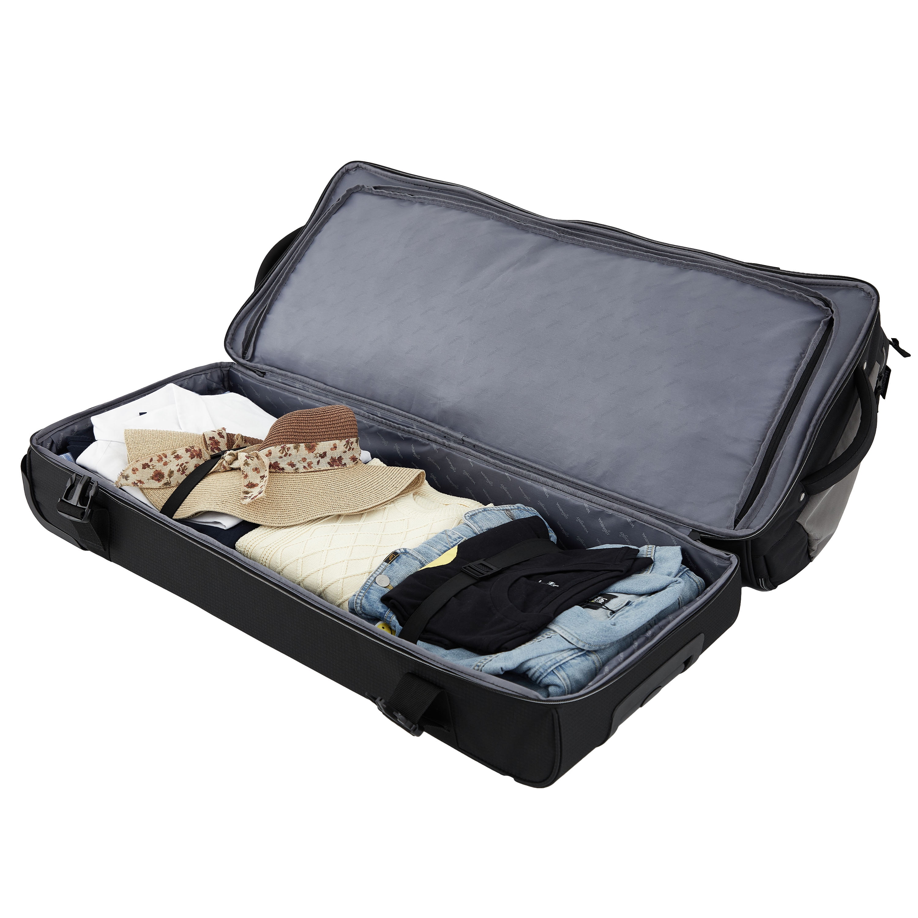 Wrangler Jumbo 36" Drop-Bottom Rolling Duffel with Telescopic Handle - Black
