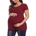 thumbnail image 4 of Femmes Enceintes T-Shirt Rayé Imprimé Manches Courtes Col Rond Grossesse Chemises Tops, 4 of 5