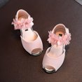 thumbnail image 3 of LNMQLPDBS Little Girl Shoes Solid Color Tulle Floral Decoration Shoes Low Heel Flower Gir Wedding Party Dress Shoes Comfort Princess Shoes for Kids Toddler Girls Sandals Pink 2.5 Years, 3 of 7