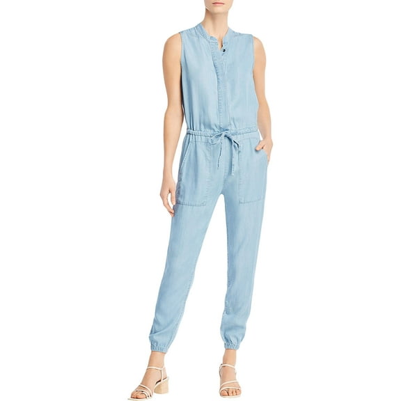 Splendid Womens Brook Tie Front Sleeveless Jumpsuit Blue S
