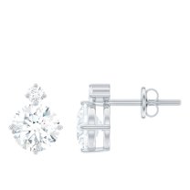 Rosec Jewels Solitaire Stud Earrings with Certified Moissanite for Women - 6 mm - D-VS1 Quality, 10K White Gold