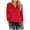 A01_Red, variant on Yghzkop Women's Button Down V Neck 3/4 Sleeve Raglan T-Shirt Top Loose Fit Casual Blouse Baseball Tee Drop Shoulder Comfortable Daily Top