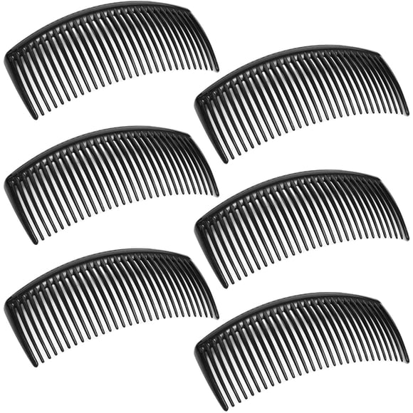 6 paquetes de peine de giro francés, peines laterales de plástico SourceTon con peine de 29 dientes, peines de pinza para el cabello para accesorios de cabello fino para mujeres, color negro
