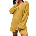 thumbnail image 1 of AherBiu Sweater Rompers for Women Long Sleeve Wide Leg Short Jumpsuits Button Lapel V Neck Knit Overalls, 1 of 5