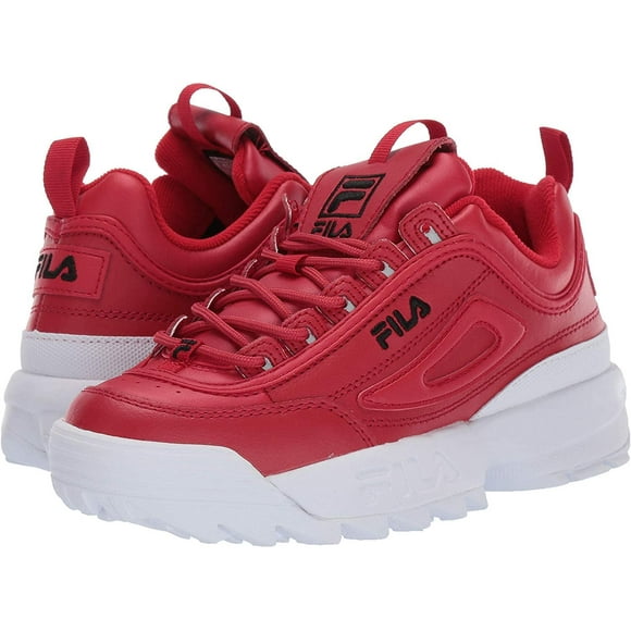 Fila Women's Disruptor II Premium Sneakers, White/Fila Navy/Fila Red, 6 M US