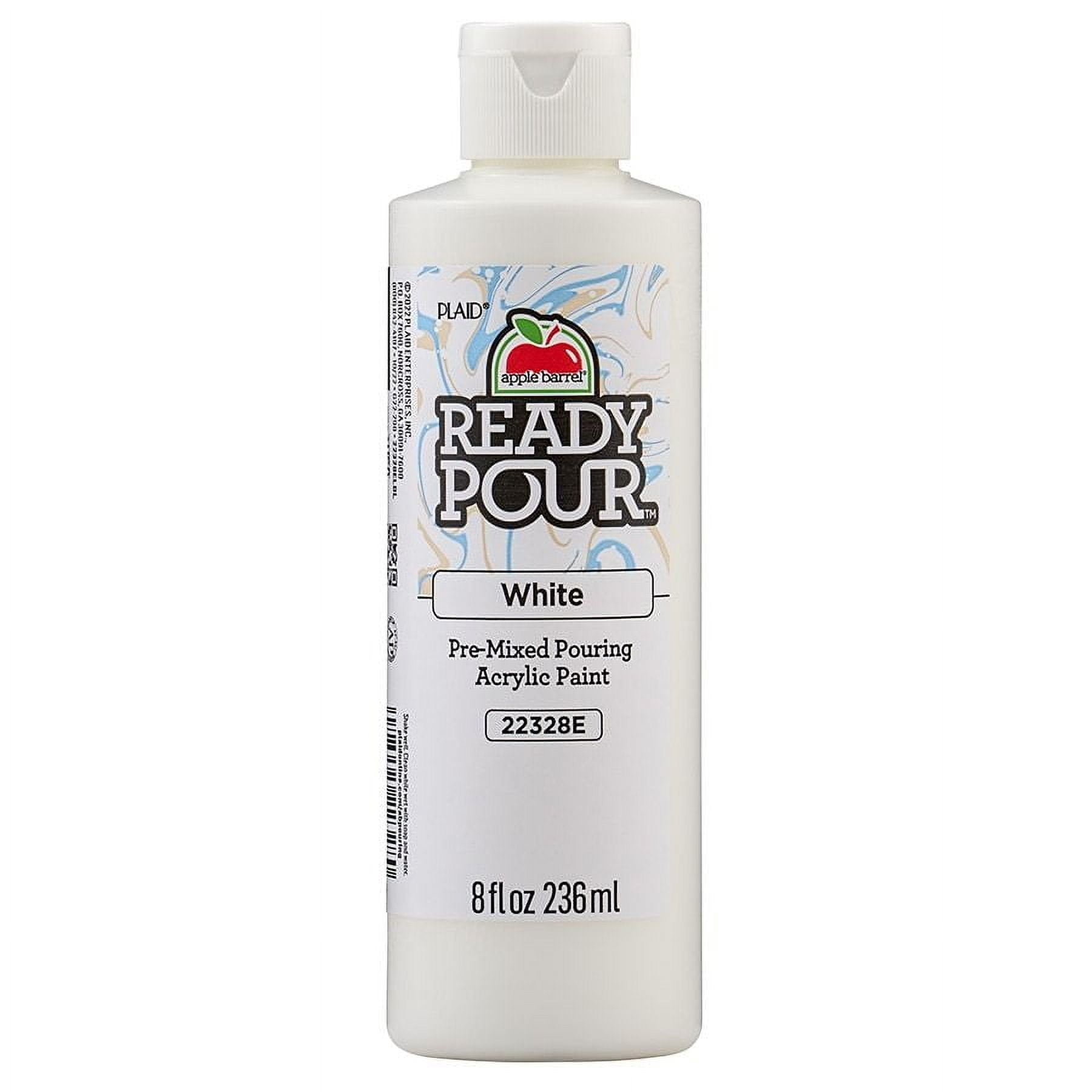 (3 pack) Apple Barrel Ready Pour Pre-Mixed Pouring Acrylic Craft Paint, White, 8 fl oz