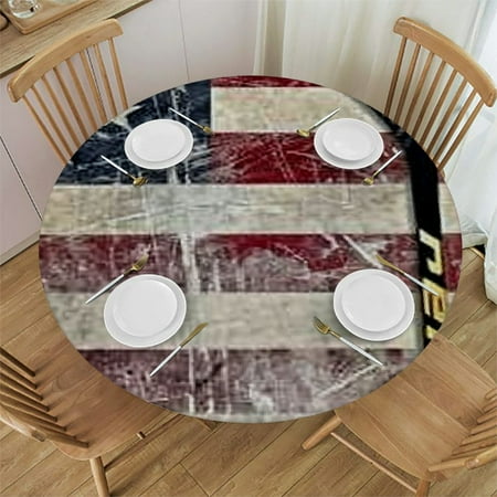 

BCIIG American Flag Round Tablecloth Stain-Resistant Washable for Indoor and Outdoor Dining Events Full Width Single-Sided Printing Ideal for Home Kitchen Parties 42 -46