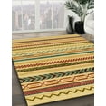 thumbnail image 3 of Ahgly Company Machine Washable Indoor Round Abstract Saffron Yellow Area Rugs, 5' Round, 3 of 7