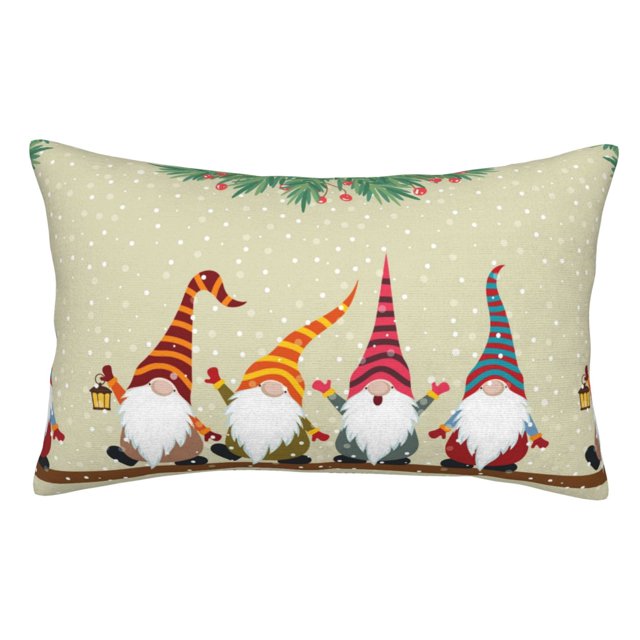 Balery Christmas Card With Gnomes Funda de Cojín Estampada, Regalos para Mujeres, Regalos de Amor para Ella, Regalos para Novia o Esposa, Funda de Almohada-20"x30"