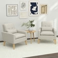 thumbnail image 2 of Gymax 2PCS Mid-century Accent Chair Linen Fabric Reading Armchair w/ Lumbar Pillow Beige, 2 of 8