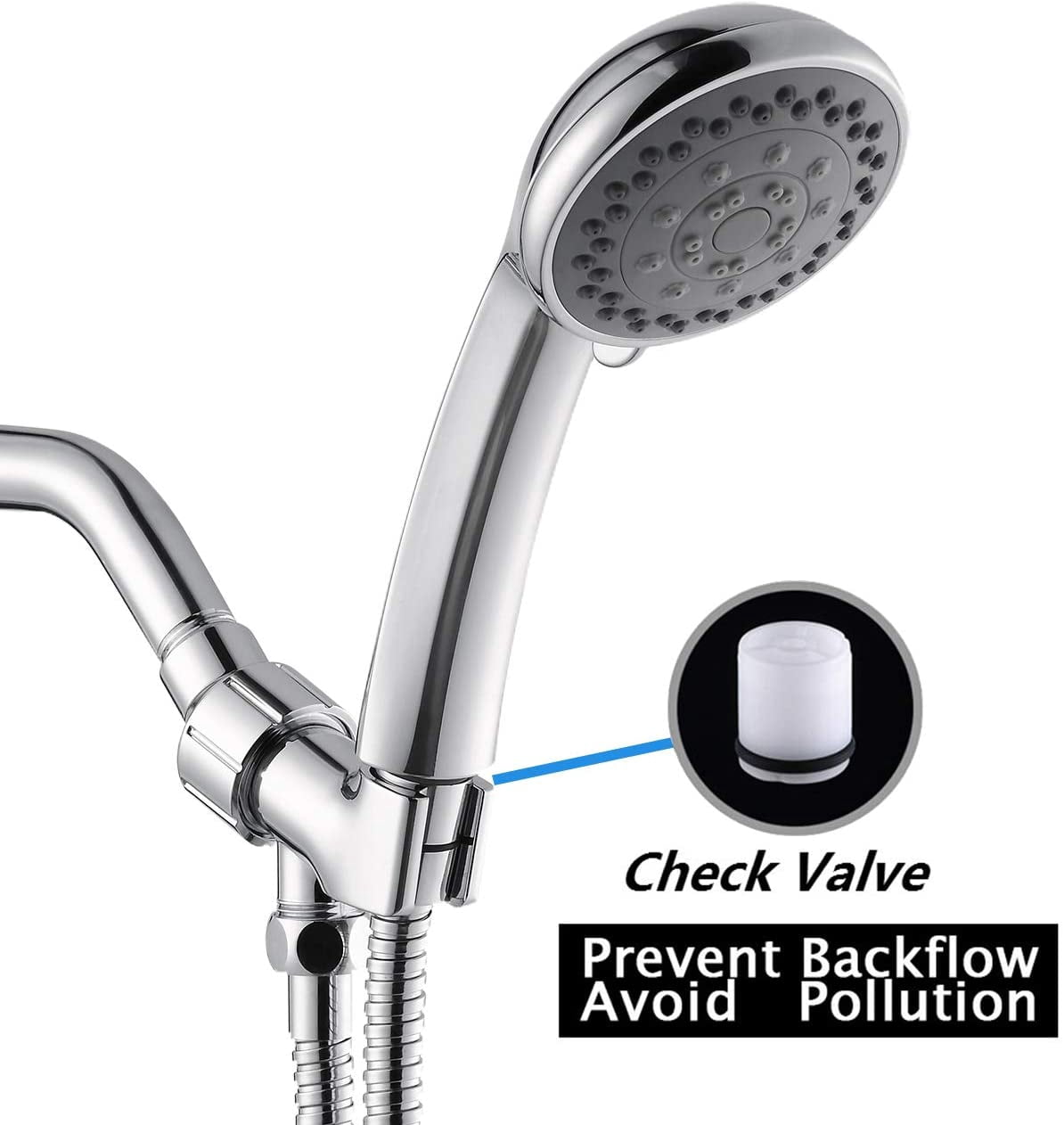 AQwzh High Pressure Shower Head with Pause Mode and Massage Spa, 5 Settings Handheld Sprayer with 61" Stainless Steel Hose, Easy to Install