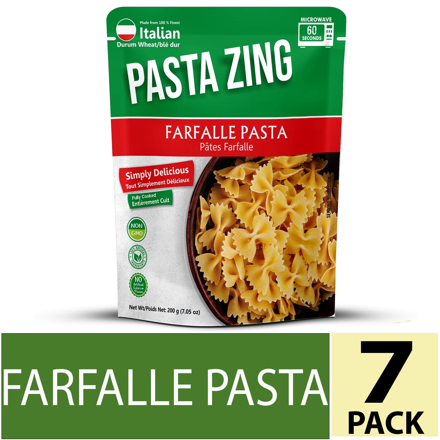 Pasta Zing Farfalle Pasta, 7.05 oz , 100% Non-GMO Durum Wheat, Pack of ... Pasta Zing Farfalle Pasta, 7.05 oz , 100% Non-GMO Durum Wheat, Pack of ...