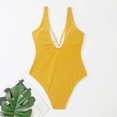 thumbnail image 5 of UTSJKR Women's Backless One Piece Swimsuit Sexy Deep V Neck Sleeveless Bathing Suits Solid Color Elastic Leotard Beachwear Yellow 4, 5 of 8