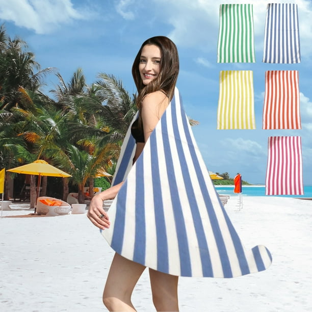 Toalla de playa rayada - Toalla grande de microfibra de 27x55 pulgadas, de secado rápido y absorbente, toalla suave para baño y piscina, 1 pieza