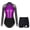Purple, variant on YONGHS Womens 2 Piece Sparkling Rhinestones Gymnastics Unitard Biketard Leotard with Shorts Set Dark Gray XL