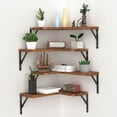 thumbnail image 6 of Corner Floating Shelves Wall Mounted Set of 4 Rustic Wood Storage Display Wall Shelves for Home Decor Bathroom Kitchen Bedroom Living Room Office (Brown), 6 of 9