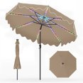 thumbnail image 1 of Gymax Solar Outdoor Market Table Umbrella w/104 Color-Changing Flowing LED Lights Brown, 1 of 10