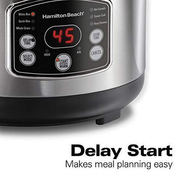  Hamilton Beach Digital Programmable Rice Cooker & Food Steamer,  14 Cups Cooked (7 Uncooked) With Steam & Rinse Basket, Stainless Steel  (37548): Home & Kitchen