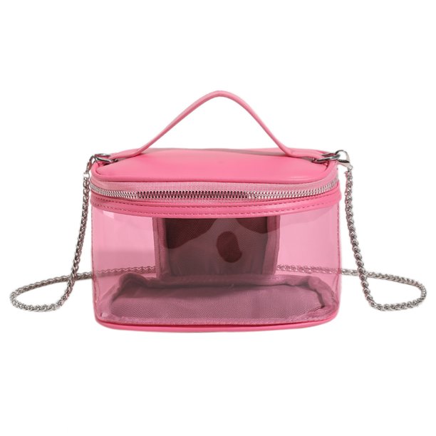 Bolsa de mensajero para mujer, cadena de PVC transparente, bolsos de gelatina, bolsa de cosméticos (rosa) Likrtyny Para Estrenar