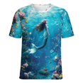 thumbnail image 5 of Mermaid Glitter Fish Scale Girls Women's T-Shirt Short Sleeve T Shirts Tops Tee Ladies Loose T, 5 of 6