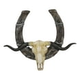 thumbnail image 3 of 21" L Rustic Western Longhorn Bull Cow Skull With Giant Horseshoe Wall Decor, 3 of 7