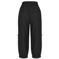 thumbnail image 5 of BLVB Women Capri Pants Casual Elastic High Waist Baggy Wide Leg Cotton Linen Cropped Pants Trousers for Ladies Summer, 5 of 6