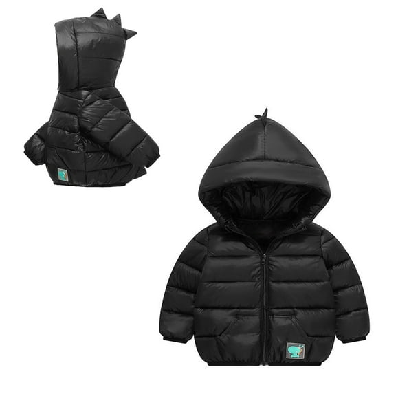Kids Boys Winter Coat,Kids Puffer Coat Cute Dinosaur with Hoods Zipper Up Down Coats for Kids Girls Thick Fleece Parka Kids Clothes 3-4 Years