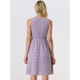 thumbnail image 4 of DARING DIVA Floral Sleeveless Drawstring Waist A-Line Dress S Purple, 4 of 6
