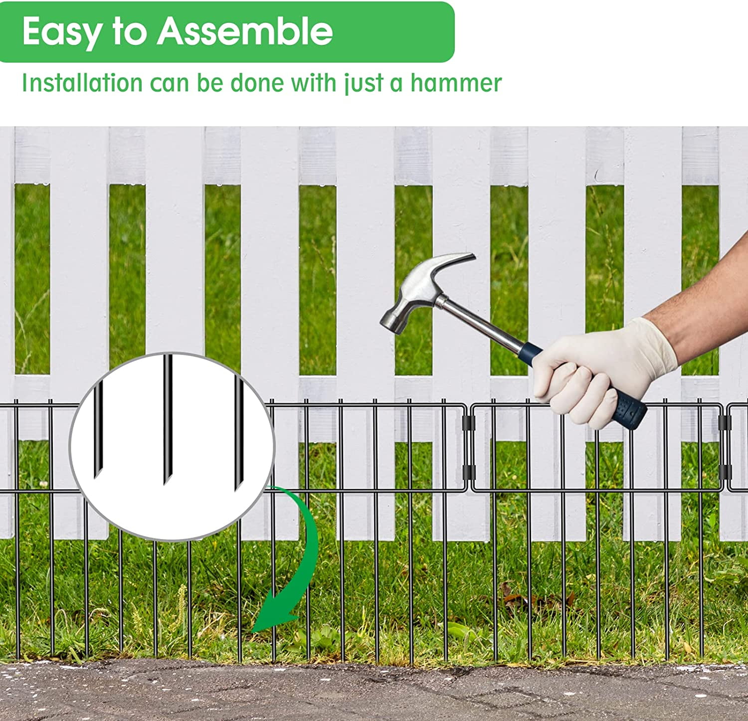 Animal Barrier Fence, Total Decorative Garden Fence , Rustproof Metal Barrier Bottom Fence, Dog Rabbits Ground Stakes Border Fence for Garden.