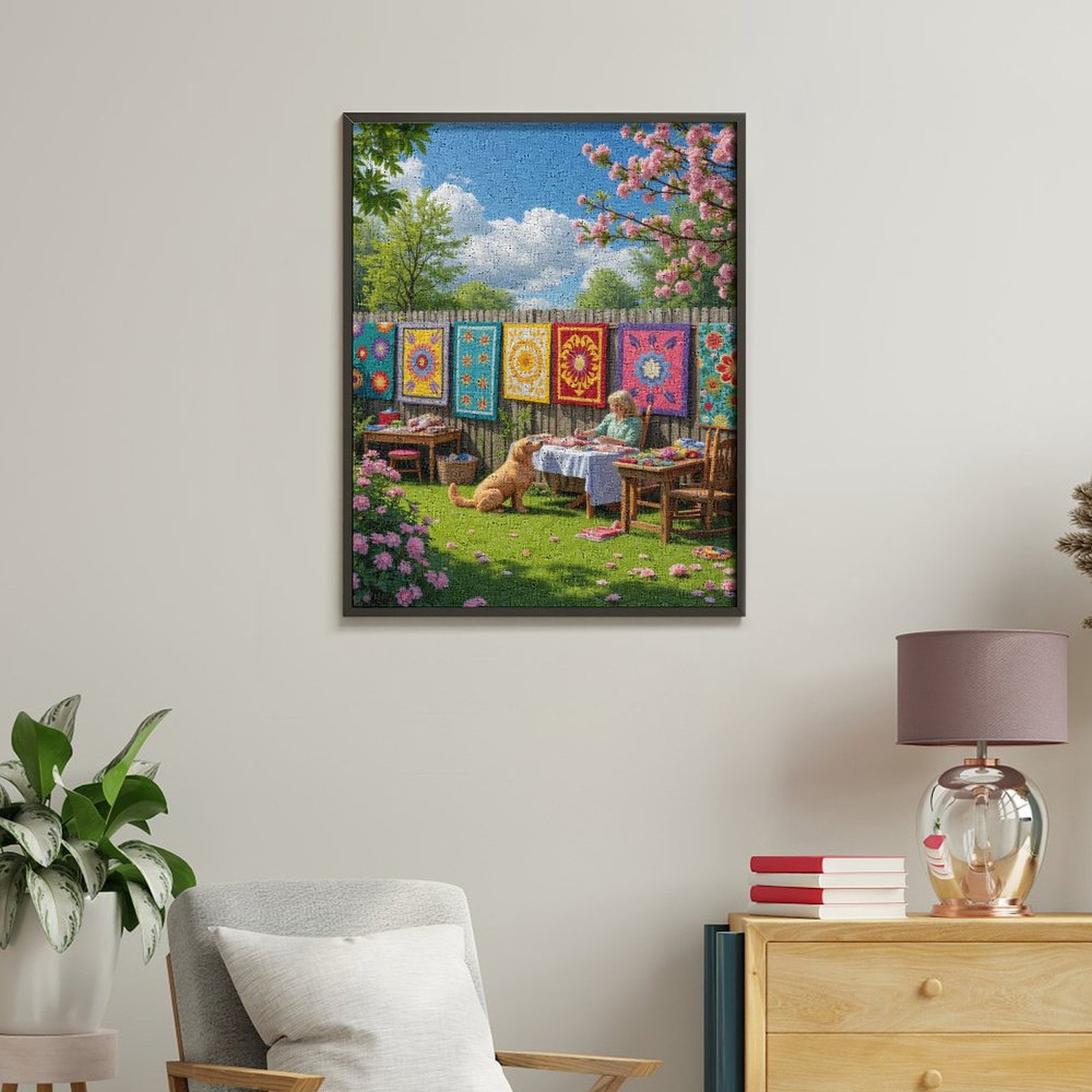 Paint By Numbers Kit for Adults Beginner - DIY Garden Quilting Spring Blossom Art Canvas Painting Kits for Adults, Frameless Paint By Number for Adults for Home Wall Decor 16x20 Inch