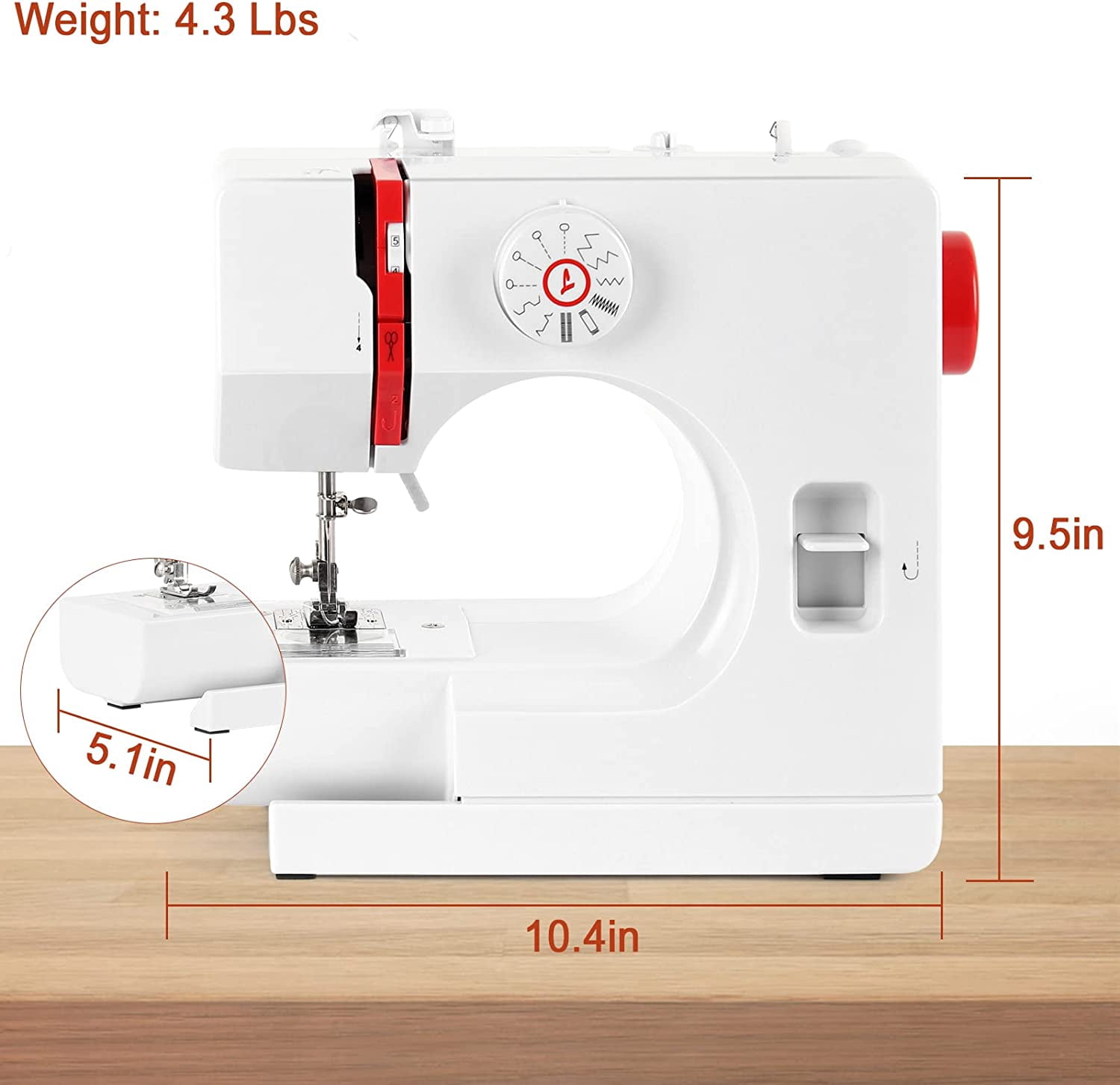 Mini Portable Sewing Machine Household Kids Sewing Machine with 12 Built-In Stitches, Foot Pedal, Gray