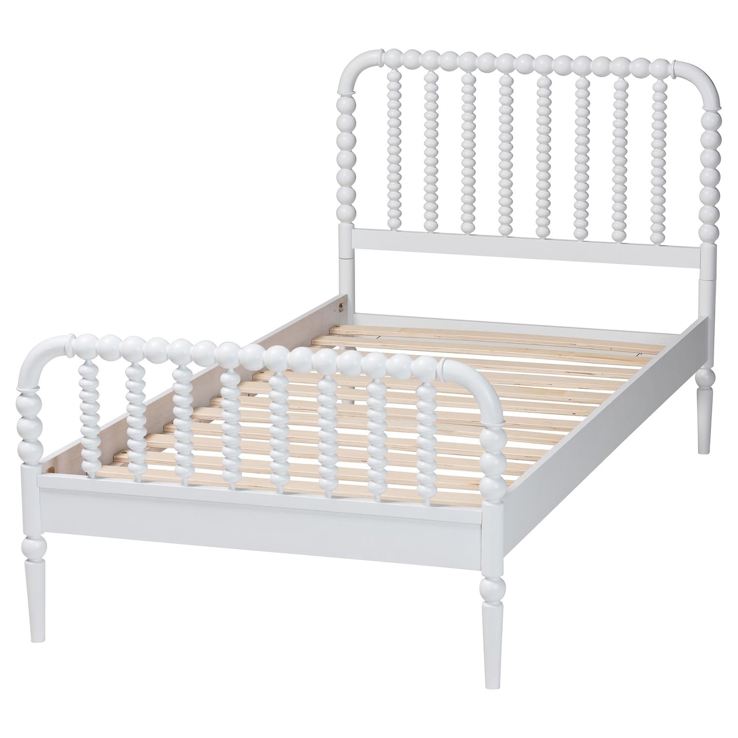 Baxton Studio Lucera Mid-Century White Twin Size Bobbin Bed