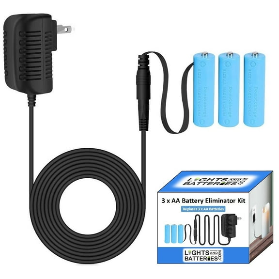 3 x AA Battery Replacement Eliminator Kit for Electronic Devices, Candles, Lanterns, Decorative Lighting, Fountains, Radios, Toys