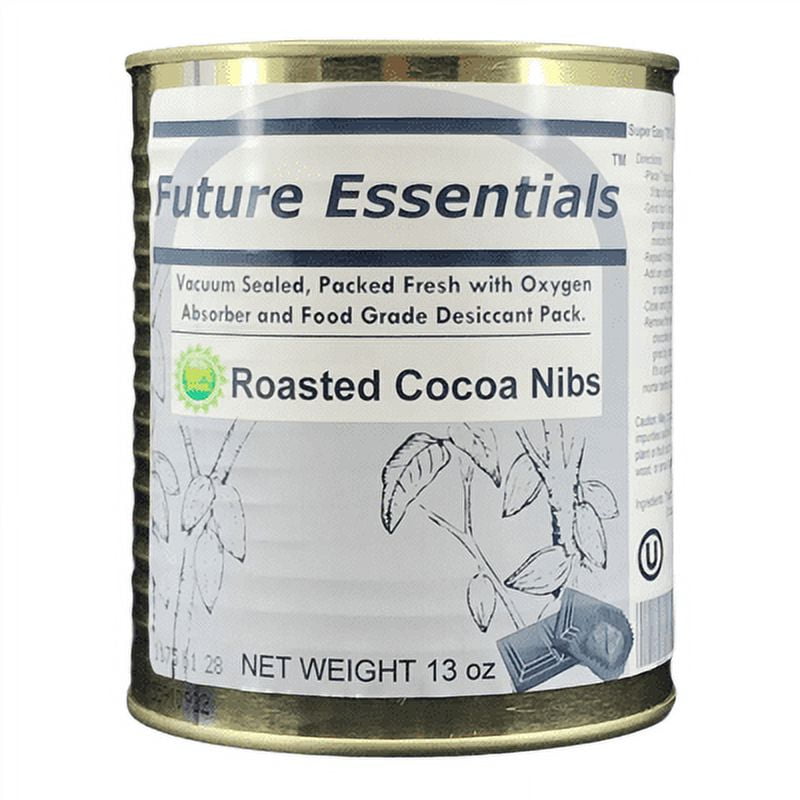 12 Cans Pack - Future Essentials Canned Roasted Cocoa Nibs Emergency Survival Emergency Food Supply, Freeze-Dried Survival-Food Disaster Kit, Camping Food, Shelf Life 10 Years #2.5 / 13oz/Can