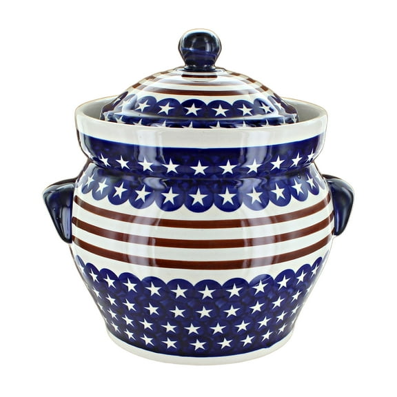 Blue Rose Polish Pottery Stars & Stripes Large Container