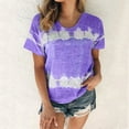 thumbnail image 2 of Lisingtool Clearance Shirts for Women Summer Shirts for Women Womens Plus Size Daily Summer Spring Summer Casual Round Neck Short Sleeve Tie Dye Print Patchwork Crew Neck T S S-5XL Clearance sale, 2 of 7