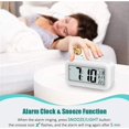 thumbnail image 3 of Despertador digital, Despertador matutino, Despertador digital silencioso alimentado por batería para niños y adultos, Pantalla LED grande, Calendario de temperatura (Blanco) JAMW Sencillez, 3 of 5