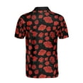 thumbnail image 3 of Printed Red Rose Art Pattern Casual Men's Polo Shirt S-5XL, 3 of 5